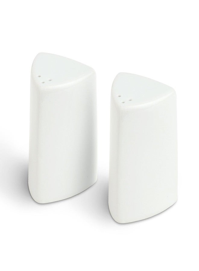 Urban Snackers Porcelain Triangle Shaped Pepper & Salt Pot, Set of 2, White - Image 2